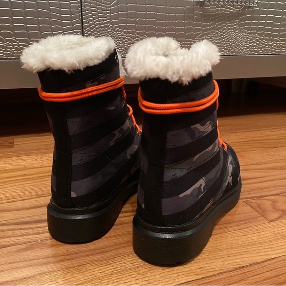 NEW RAAD Camo Stars Stripes Work Boots 8.0 8.5 Camouflage Green Black Shearling - Picture 4 of 12